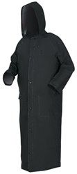 .35mm PVC/Polyester 60" Irder Coat, Detachable Hood and Corduroy Collar, Black