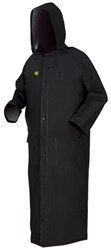.35mm FR PVC/Polyester 60" Trench Coat, Detachable Hood, Black, 10/CS