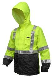 Luminator, Breathable Polyester/PU Class 3 Jacket, White reflective, Fluor Lime/Black ANSI/ISEA