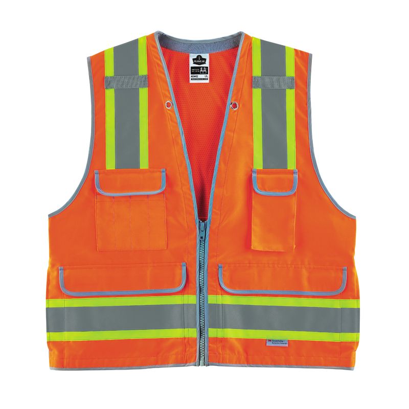Glowear 8254HDZ Two-Tone Heavy-Duty Surveyors Vest - Type R, Class 2, Zipper