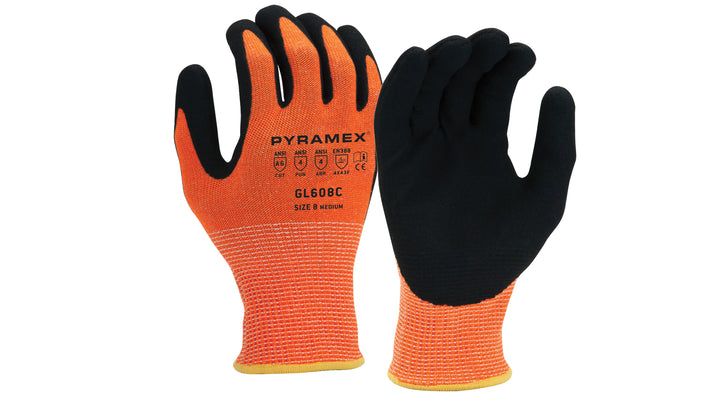 SandyNitrile 13g HPPE HiVis Org A6 Cut-Large PER PAIR