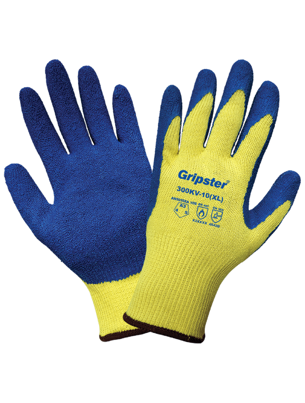 Gripster® Cut A3, Abrasion 4, Puncture 5, Made with Aramid Fiber and a Rubber Coated Palm, Per Pair