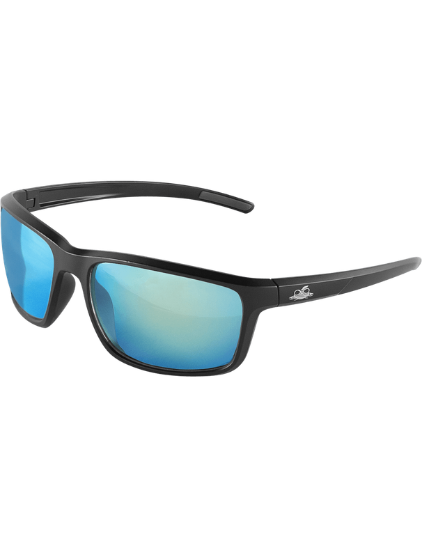 Pompano™ Ice Blue Mirror Performance Fog Technology Polarized Lens, Matte Black Frame