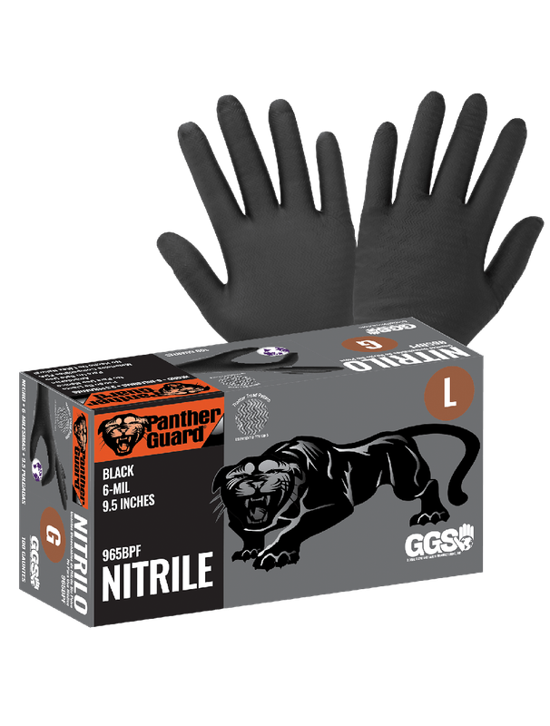 Panther-Guard® 6 mil Nitrile, Textured, 9.5", Black