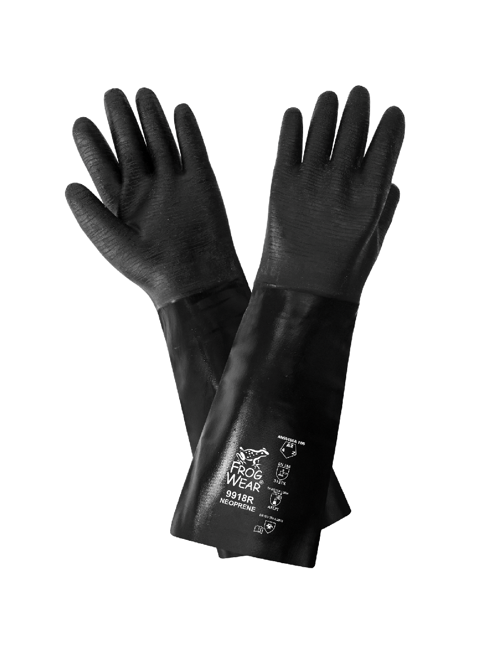 FrogWear® Neoprene Rough Finish 18" Chemical Handling Gloves, Cotton Interlock Liner, One Size, Per Pair