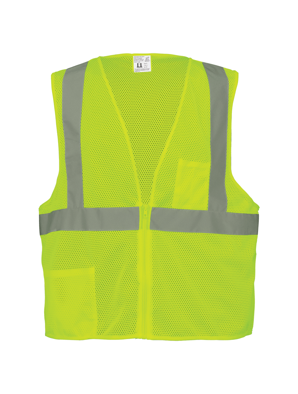 FrogWear HV, Mesh Polyester Safety Vest Class 2, Lime, Zipper