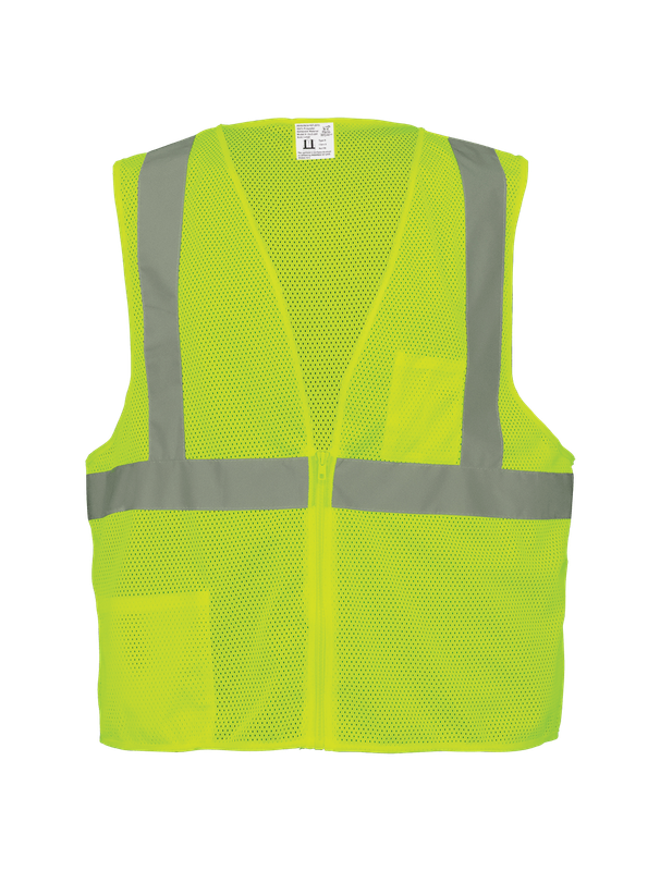 FrogWear HV, Mesh Polyester Safety Vest Class 2, Lime, Zipper