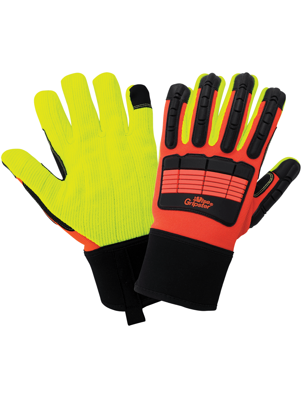 Vise Gripster® High-Visibility Impact Resistant Gloves, 18 oz. Yellow Cotton Corded, Cut A2, Impact 1, Per Pair