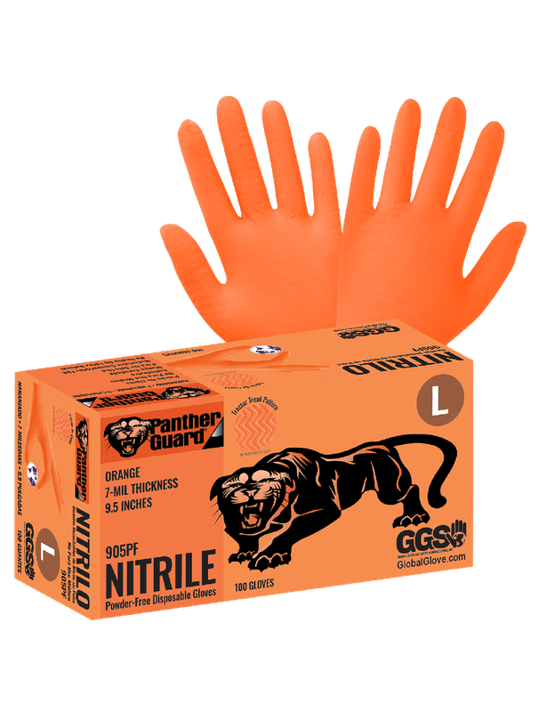 Panther-Guard® Disposable Nitrile, Orange, 7 mil, Textured, 100/bx