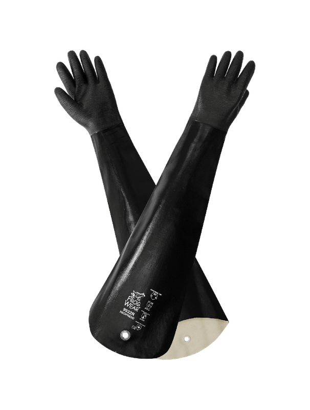 FrogWear® Shoulder Length, Rough Finish, Neoprene Chemical Gloves, 32" Length, One Size, Per Pair