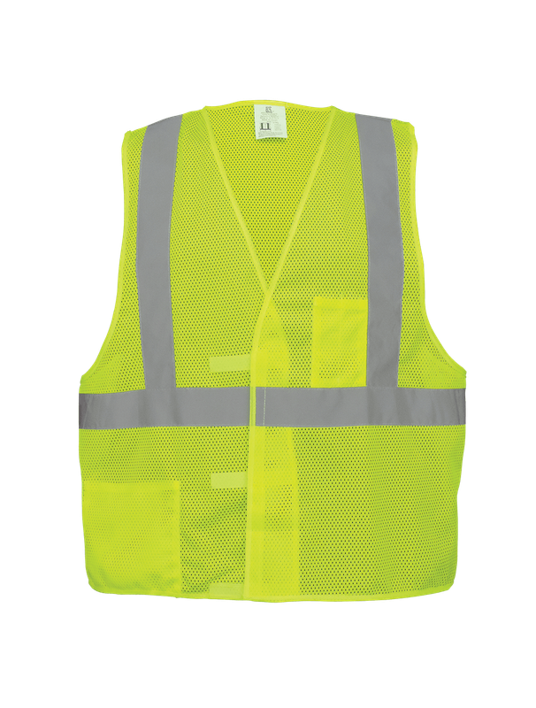 FrogWear® HV - ANSI Class 2 Lightweight Yellow/Green Mesh Polyester Safety Vest, Hook & Loop Closure