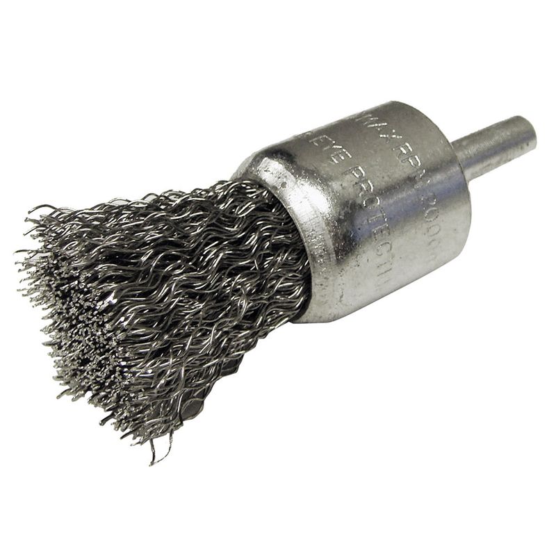 1" x 1/4 Shank Crimped End Brush, .012 Stainless Steel Wire, 20/bx