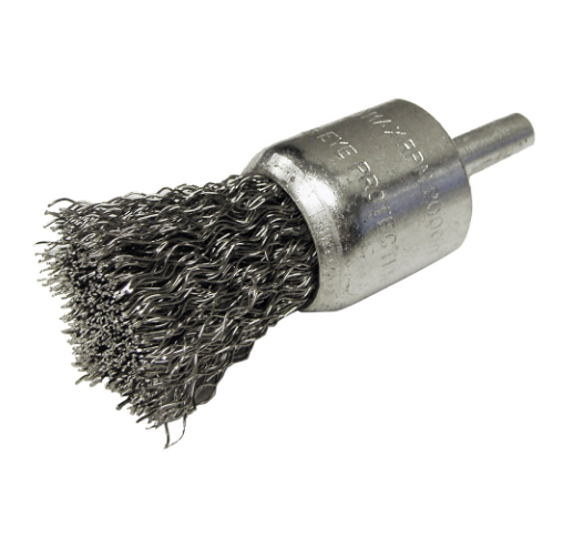 1-1/2" x 1/4" Shank Crimped End Brush, .008 Stainless Steel, 20/bx
