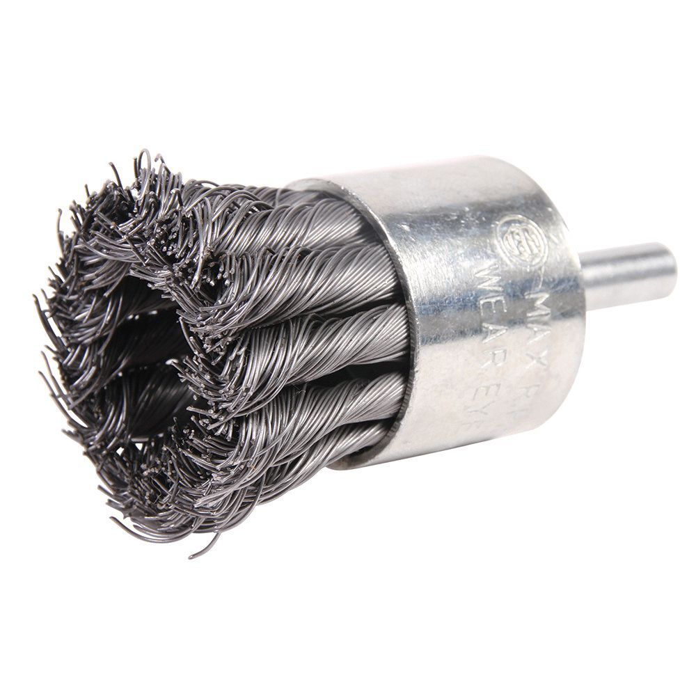 1-1/8"x1/4' Shank KnotEnd Wire Brush, .014 Tempered Steel Wire, 10/bx