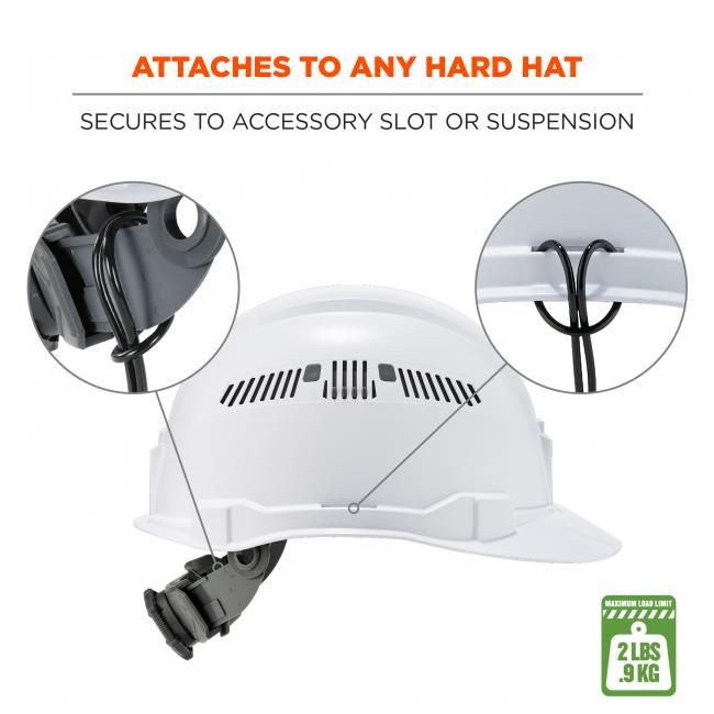 Squids 3158 Coiled Hard Hat Lanyard with Clamp - 2lbs / 0.9kg