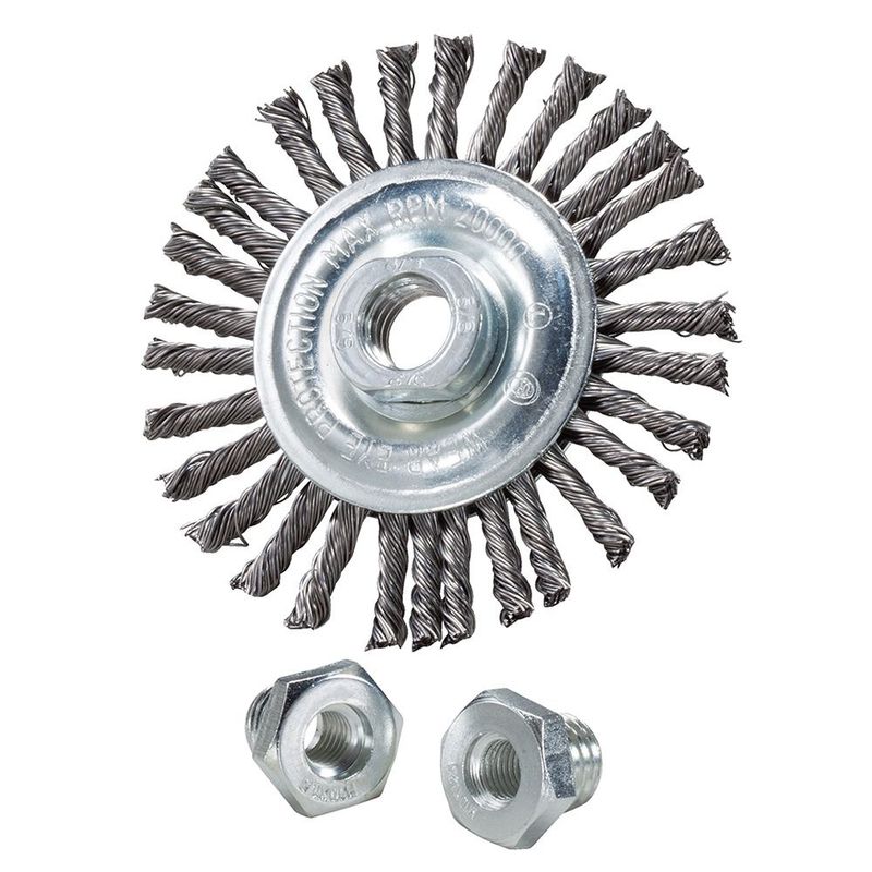 4" x 3/16" x 5/8"-11 Stringer Bead Wire Wheels, .020 Carbon Steel, 6/BX