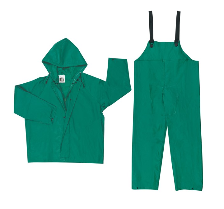 MCR Dominator FR Rain Gear .42 mm PVC, Jacket/Hood, Bib Pants, Kelly Green