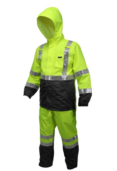 Luminator, Breathable Polyester/PU Class 3 Jacket, White reflective, Fluor Lime/Black ANSI/ISEA