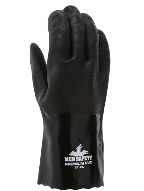 MCR Double Dipped Black PVC, Sandy Finish, Jersey Lined, 6 DOZ/CS