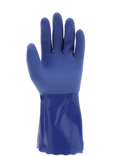 MCR Blue Coat Tripled Dipped Textured Blue PVC, Seamless Knit Lining, 12 Inch