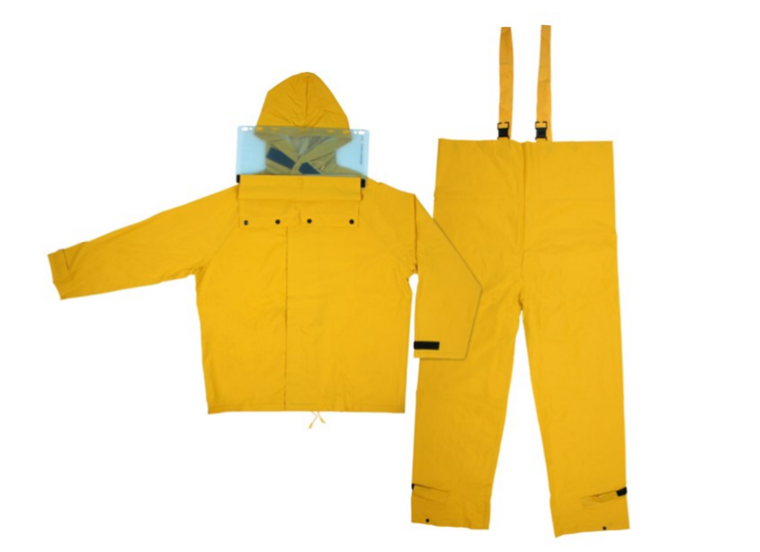 Hydoblast, .35mm PVC/Polyester L/F suit, Jacket w/attached hood & bib pants, yellow