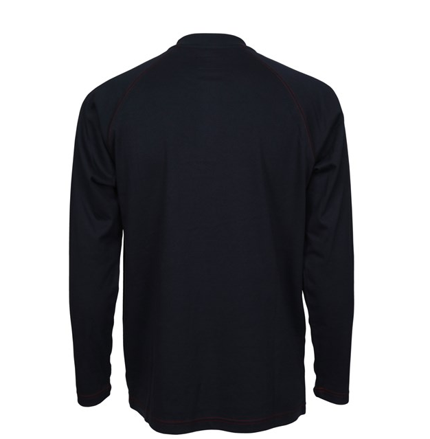 Flame Resistant (FR) Long Sleeve Henley Shirt, 100% Cotton, Navy