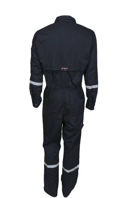 Summit Breeze FR Coverall, Navy 7 oz, 1 inch Silver Reflective Stripes, CAT 2