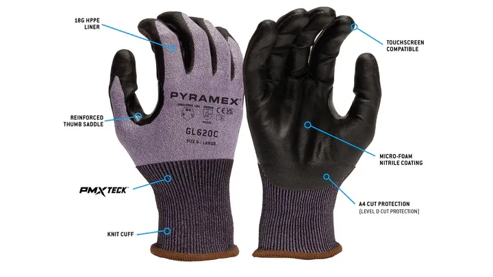 Pyramex 18G Micro-Foam Nitrile. CutA4. Abrasion 6. Puncture 3. Touchscreen. PER PAIR