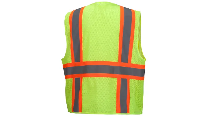 Type R - Class Hi-Vis Lime Safety Best, Zipper Closure, 6 Pockets, Mic Tabs