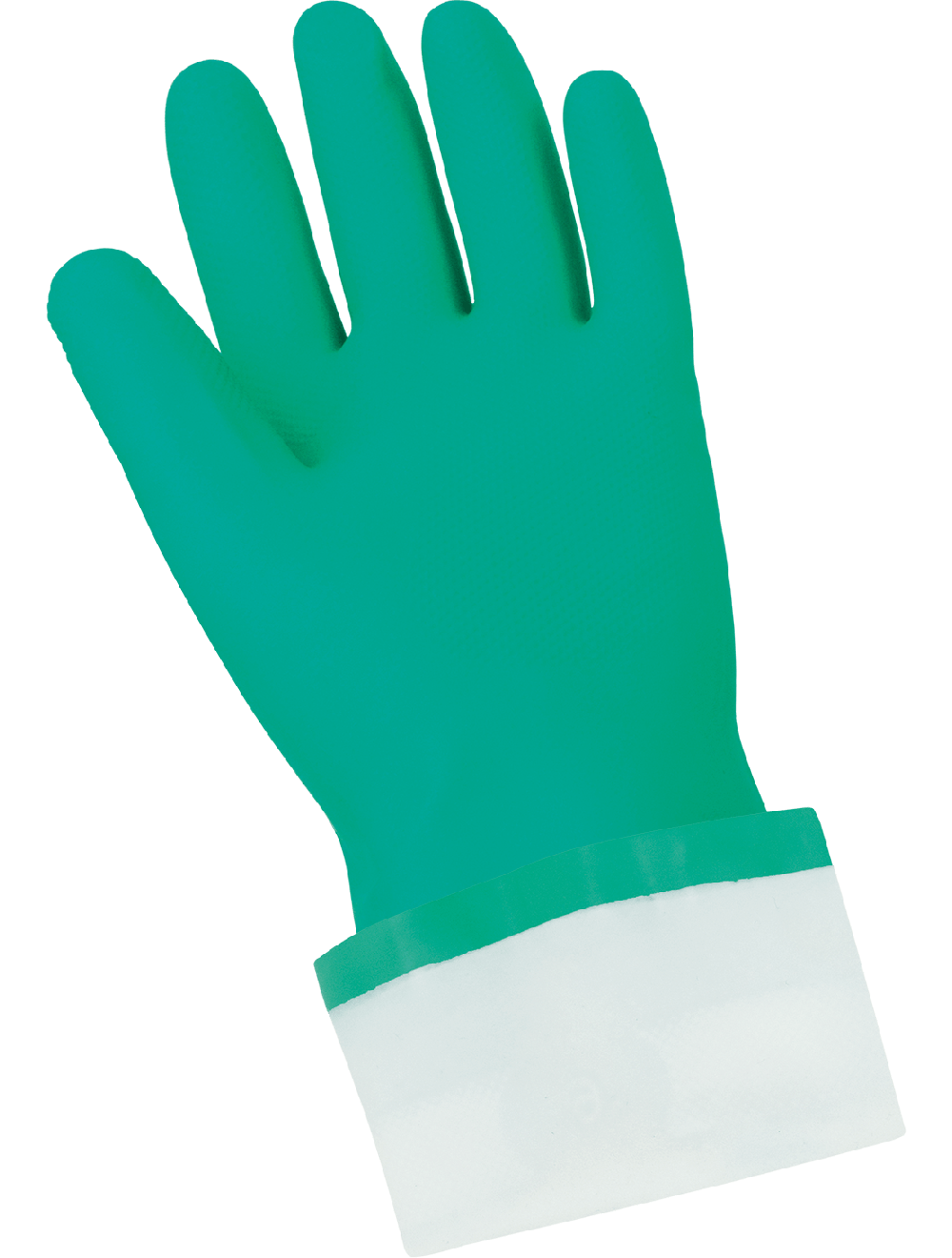 Flock-Lined Nitrile Unsupported Chemical Gloves, Green 15mil, Per Dozen