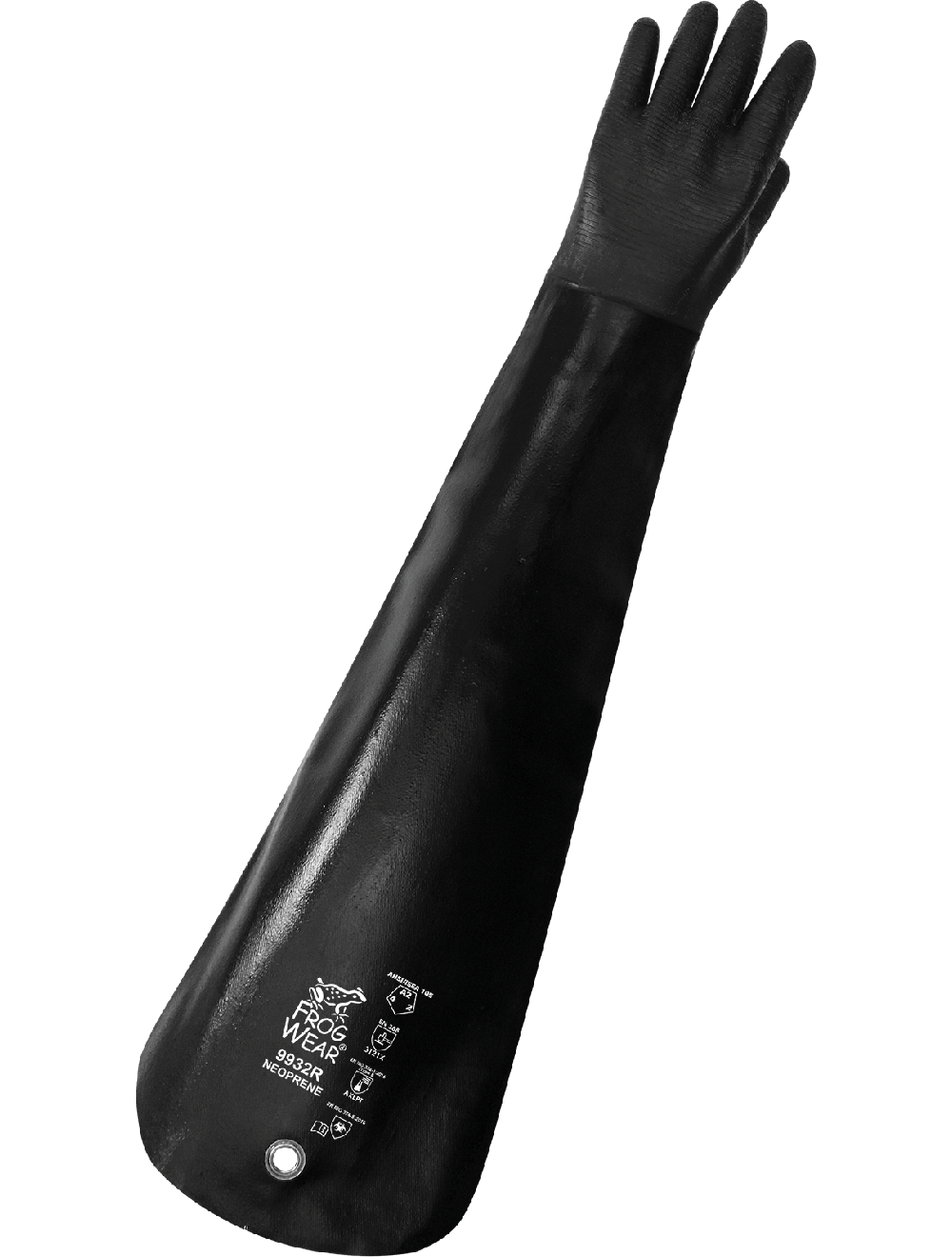 FrogWear® Shoulder Length, Rough Finish, Neoprene Chemical Gloves, 32