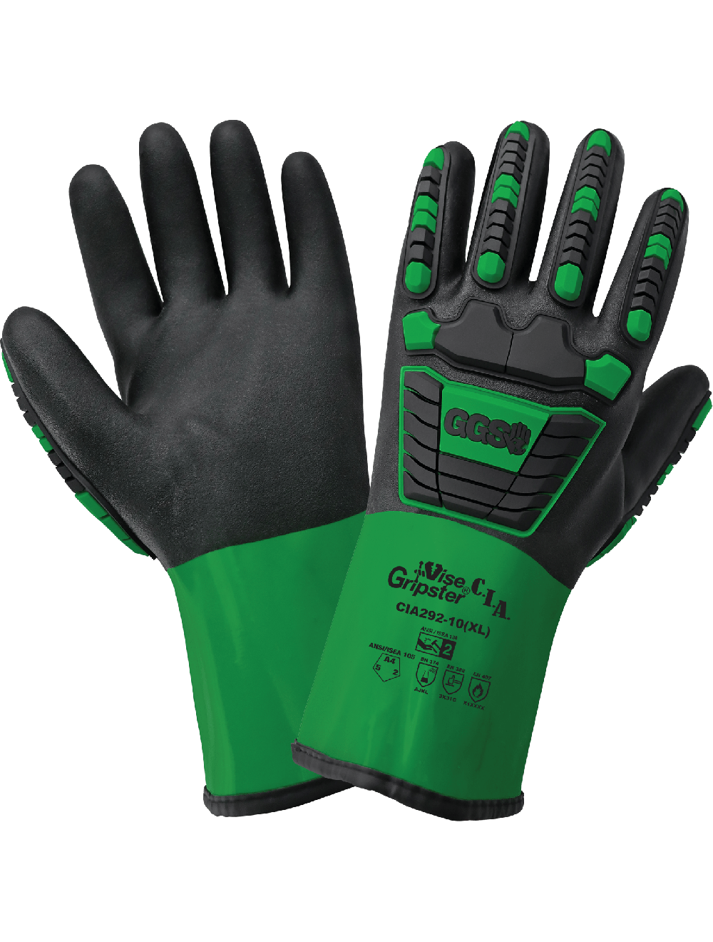 PVC-Nitrile Chemical Gloves, Cut A4, Impact 2, Abrasion 5, Puncture 2, Per Pair
