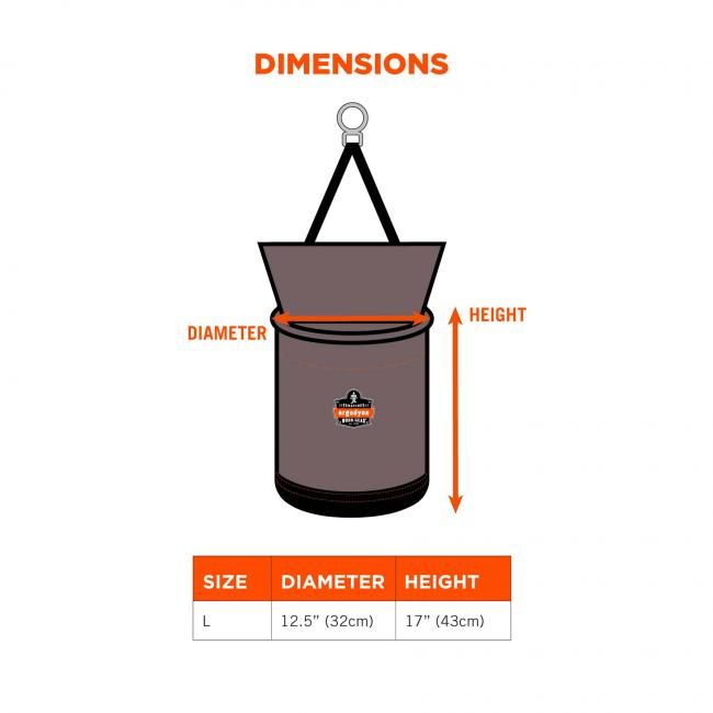 Arsenal 5974 Large Nylon Hoist Bucket Tool Bag - Swiveling Carabiner, Zipper Top