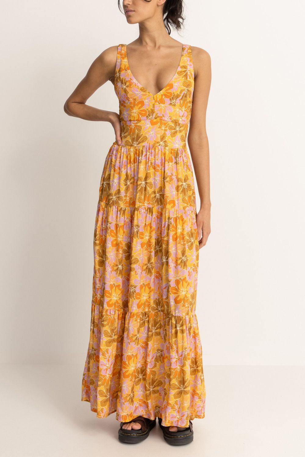 mahana floral tiered maxi dress