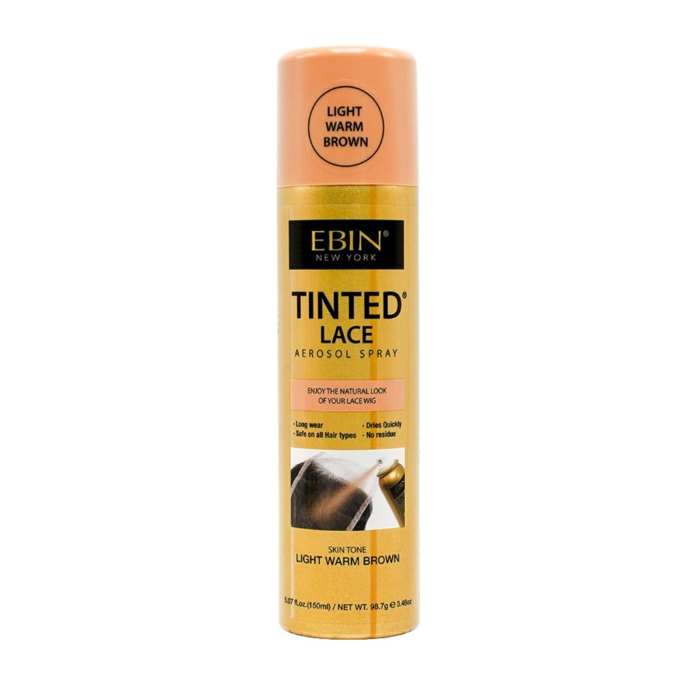 EBIN Tinted Lace Spray -1.73oz, Color: Light Warm Brown