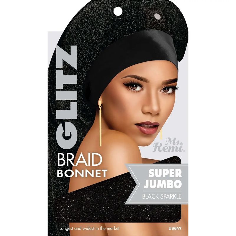 Glitz Braid Bonnet Ultra Jumbo Black