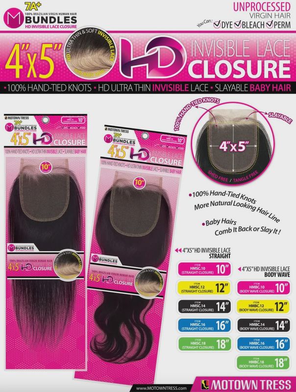 Motown Tress 4x5 HD Human Hair Body Wave Closure