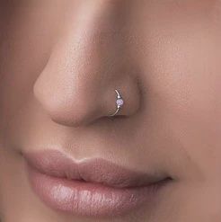Hoop Nose Ring, Color: Silver