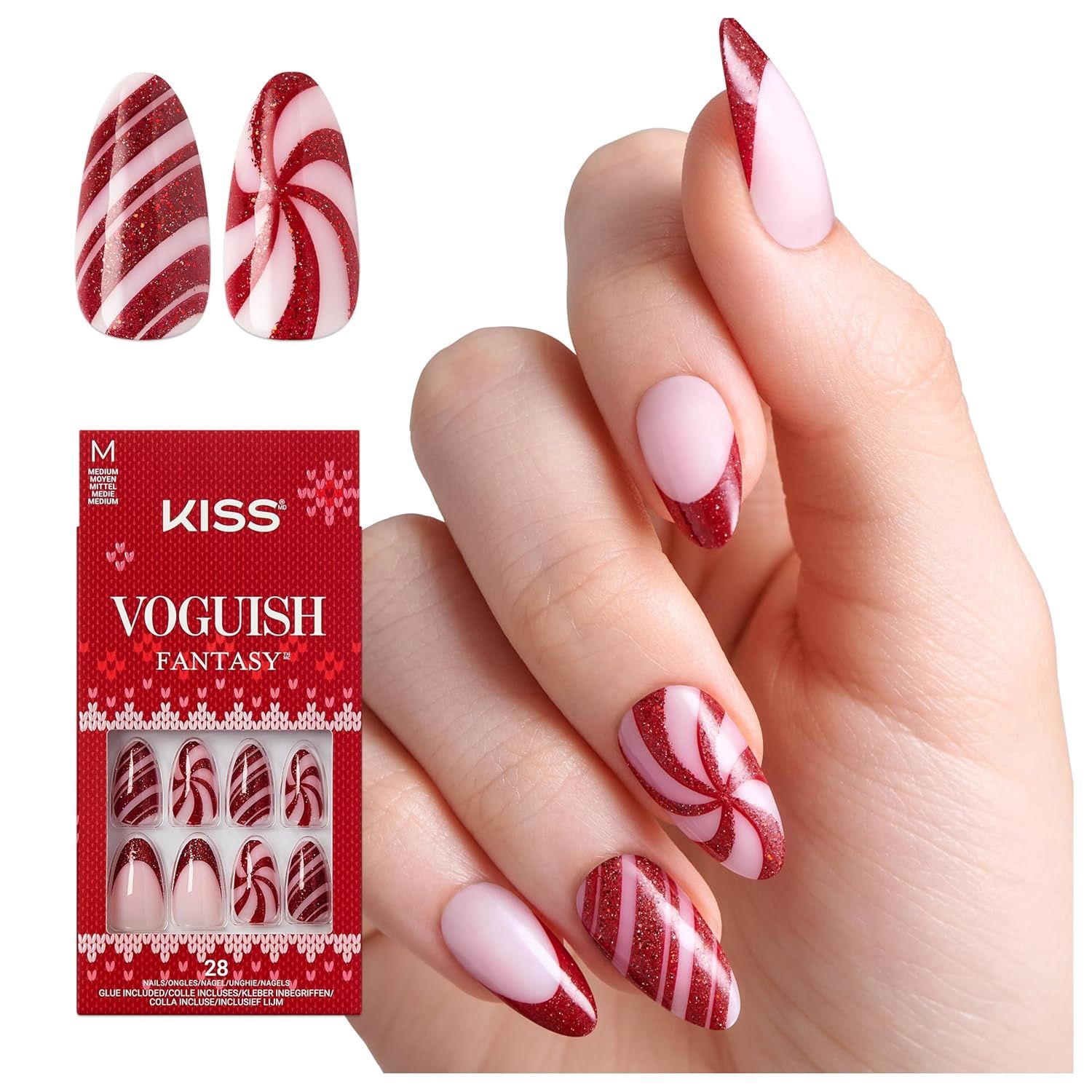 Kiss Holiday Press on Nails, Style: FV22YX-Red