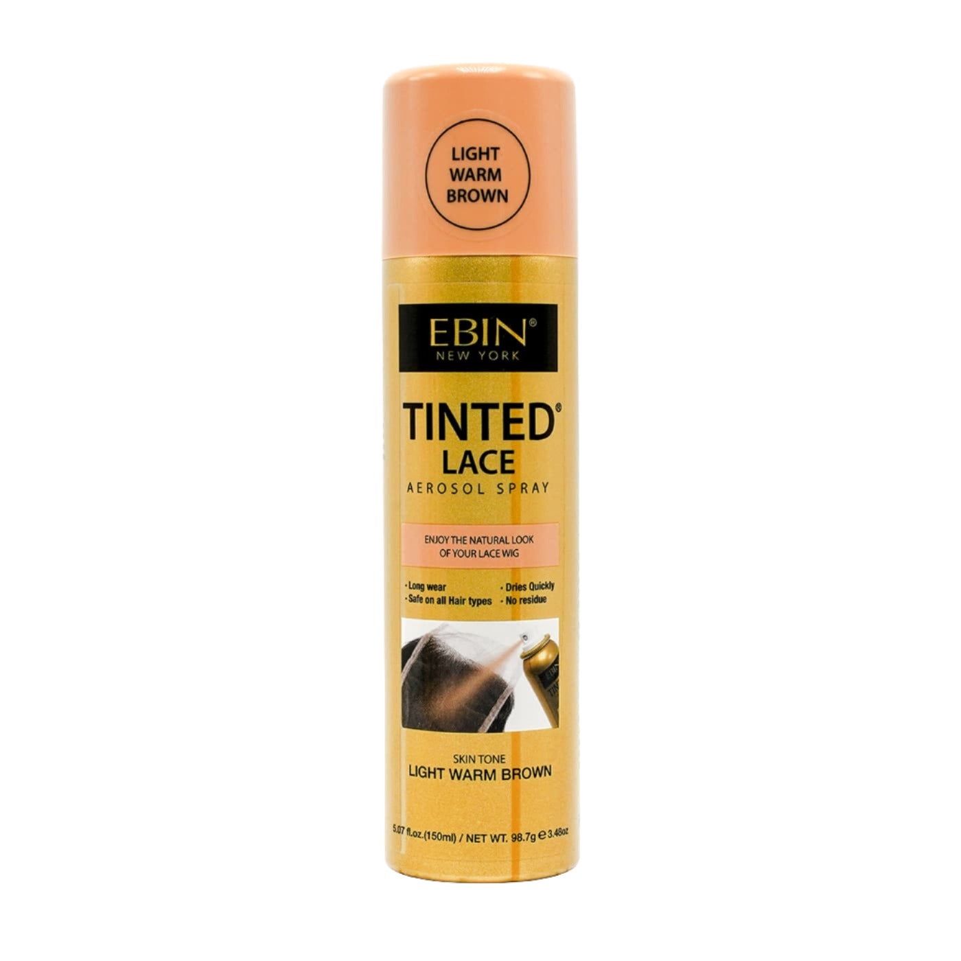 EBIN Tinted Lace Spray, Color: Light Warm Brown