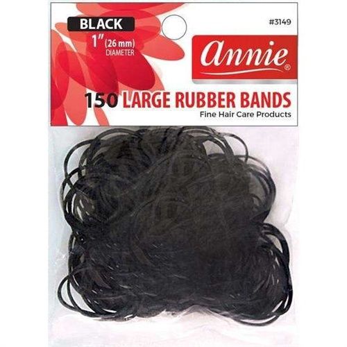 Annie Large Black Rubber Bands 150ct