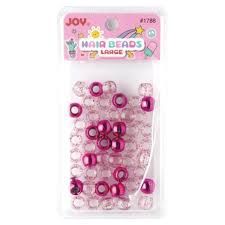 Joy Large Hair Beads - Assorted, Color: Pink/Clear Glitter