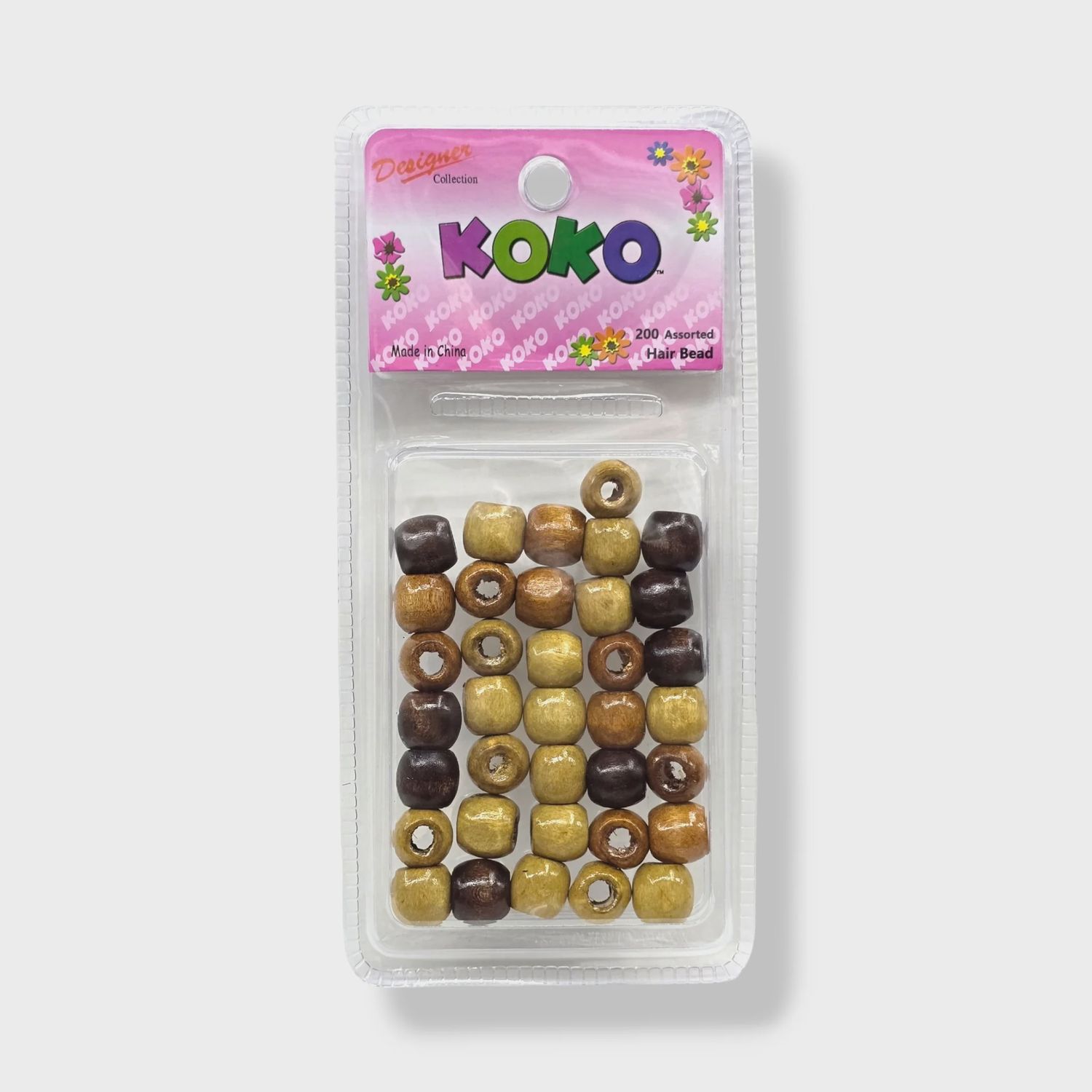 KoKo Wood Hair Beads, Color: Assorted Brown
