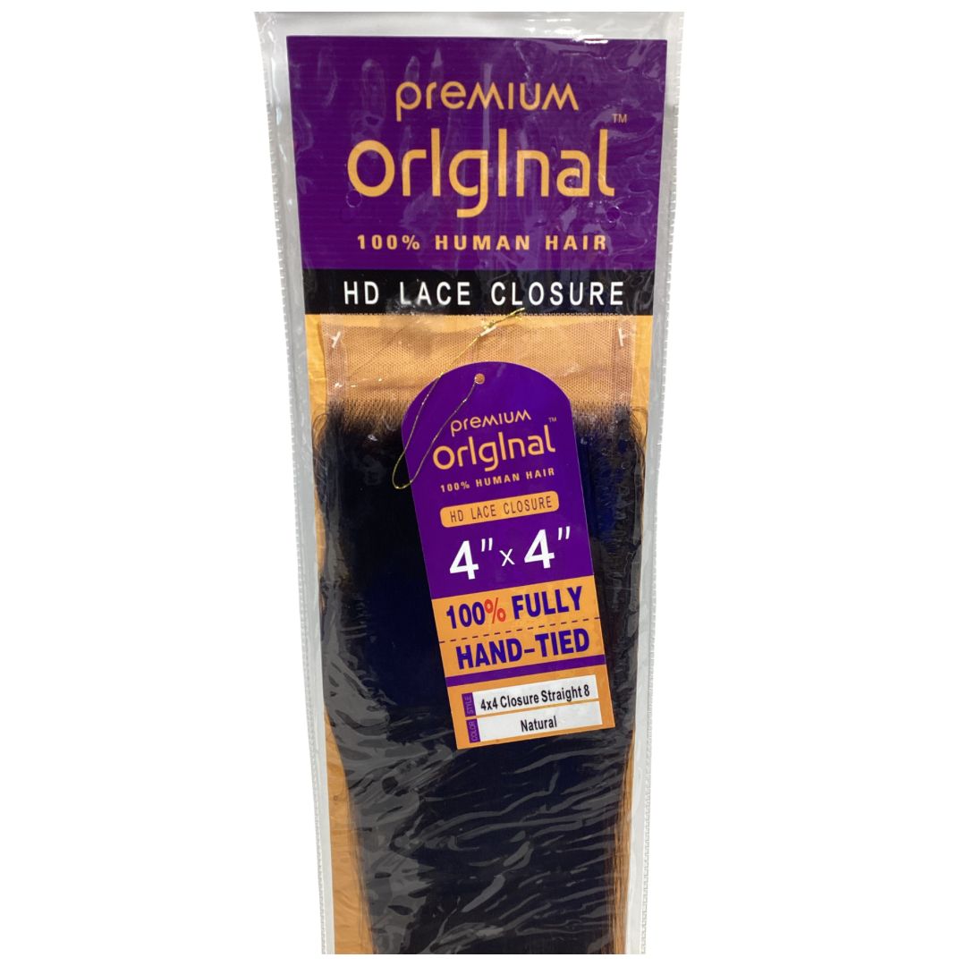 100% Human Hair 4x4 HD Lace Closure - Straight, Size: 8