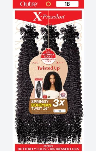 Xpression Twisted Up Springy Bohemian Twist 16", Color: 1B