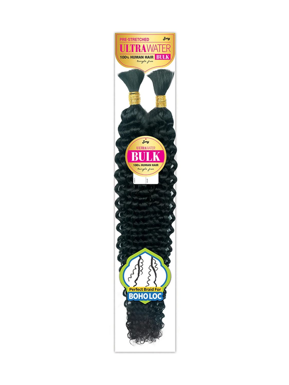 Zury Ultra Bulk Human Hair 18", Color: 1, Style: Water