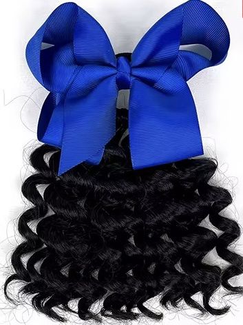 Kids Bow Ponytail, Color: Blue