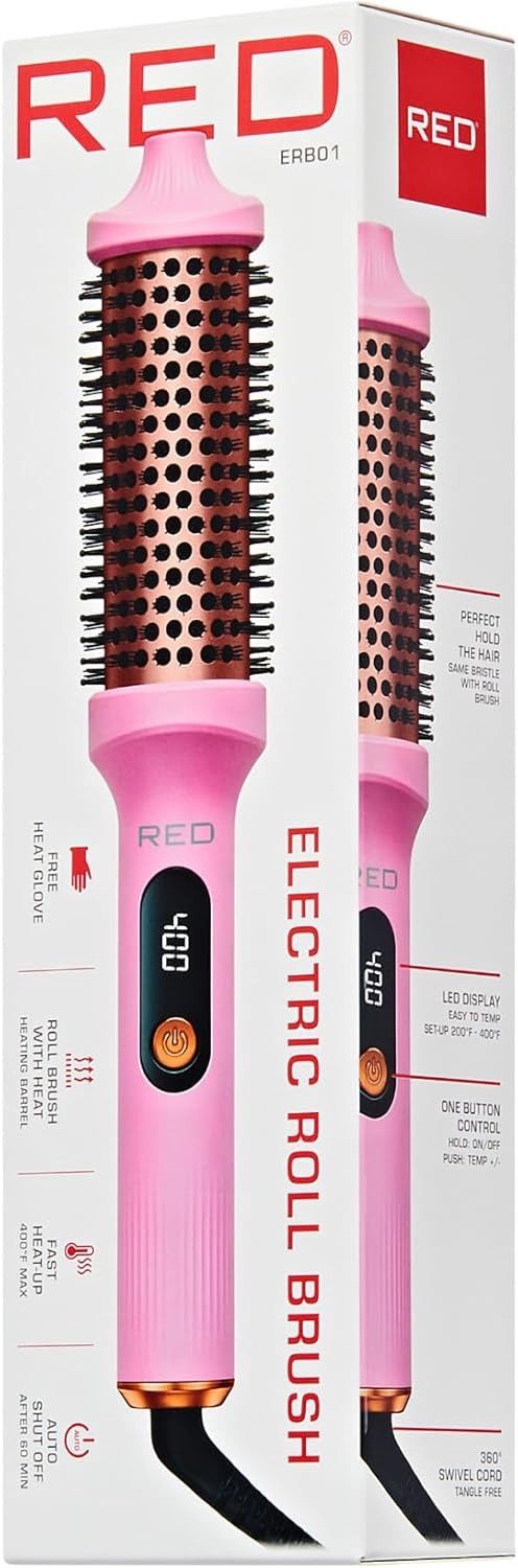 Red Electric Heat Roll Brush