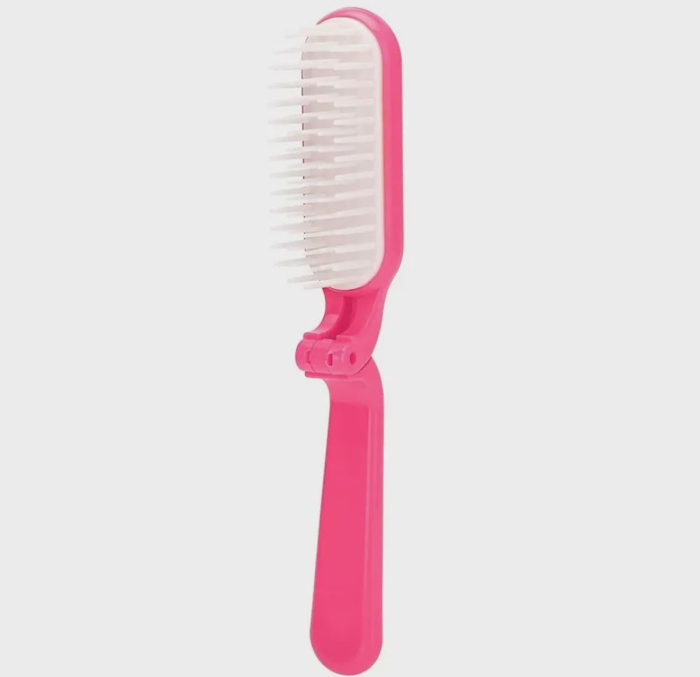 Red Travel Folding Brush w/Handle