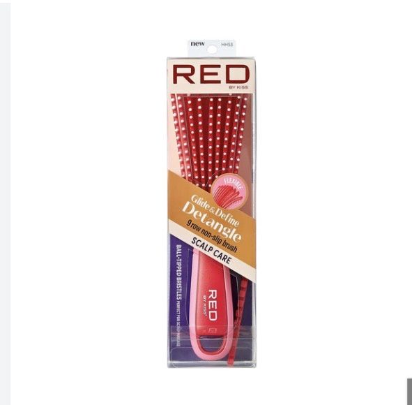 Red EZ Glide Detangling Brush Ball Tip